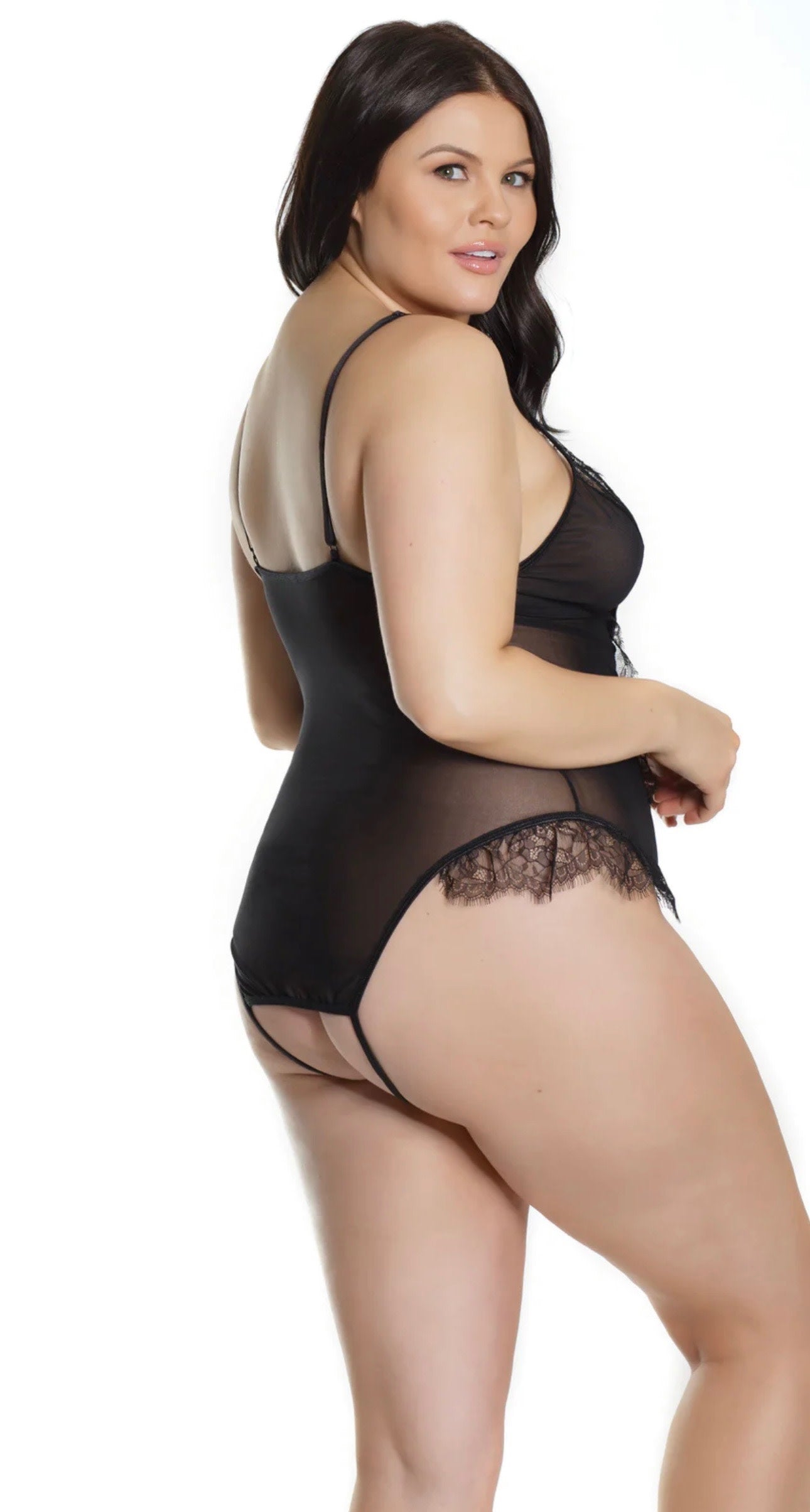 Coquette Sheer Crotchless Teddy W/ Eyelash Lace